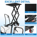 Garvee 770 lb Hydraulic Lift Table Cart, Double Scissor Lift Platform - 11.8-51 in Height Range - Non-Slip Deck, Foot-Pedal Pump, Locking Casters - Black (All Black + Black Handle + Black Pad) - Black New (All Black + Black Handle + Black Anti-Slip Pad)