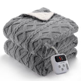 Garvee Electric Blanket Twin Size, Thick Tufted Sherpa Heated Blanket with 10 Heating Levels and 10 Time Settings, ETL Certified Machine Washable Fast Heating Blanket Throw, 62"×84", Grey - Grey
