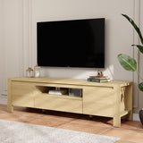 Garvee Farmhouse TV Stand with Doors and Cabinets – Entertainment Center, Media Console, Adjustable Shelves, Hidden Cable Management, Fits TVs Up to 70" – Wood color, 1.6 meters - Natural Wood Color, 1.4 Meters