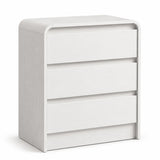 Garvee Curved Nightstand with 3 Drawers and Open Shelf, Modern Bedside Table with Rounded Edges, Wood Grain End Table with Cable Management Hole for Bedroom, Living Room, 23.62" w