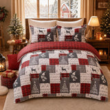 Garvee Christmas Duvet Cover Set Reversible Holiday Plaid Soft Brushed Microfiber Secure Corner Ties Hidden Button Closure Cozy Winter Bedroom - Christmas Patchwork