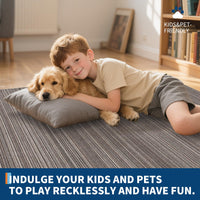 Garvee Modern Striped Washable Area Rug - Low Pile Non-Slip Contemporary Carpet - Soft, Collapsible, Mark Resistant Floor Mat for Living Room, Bedroom, Dining Room, Nursery - Brown, 9x12ft (274x366cm)
