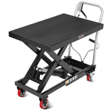 Garvee Hydraulic Lift Table Cart 1100 lbs Capacity 32" Lift Height Steel Non-Slip Pad 4 Wheels Material Handling - Black