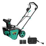 Garvee 20" Cordless Electric Snow Blower – 40V 4.0Ah Battery, Powerful Motor, 19.6FT Snow Throw Distance, Lightweight for Driveways & Patios - Green