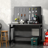 Garvee Heavy-Duty Wall-Mounted Workbench with Pegboard, Foldable Steel Frame, Space-Saving, Scratch-Resistant Black Finish, Garage & Workshop Use