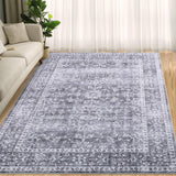 Garvee Washable Rugs with Rubber Backing Non Slip Floral Carpet for Hallways Kitchen Laundry Bedroom Bathroom