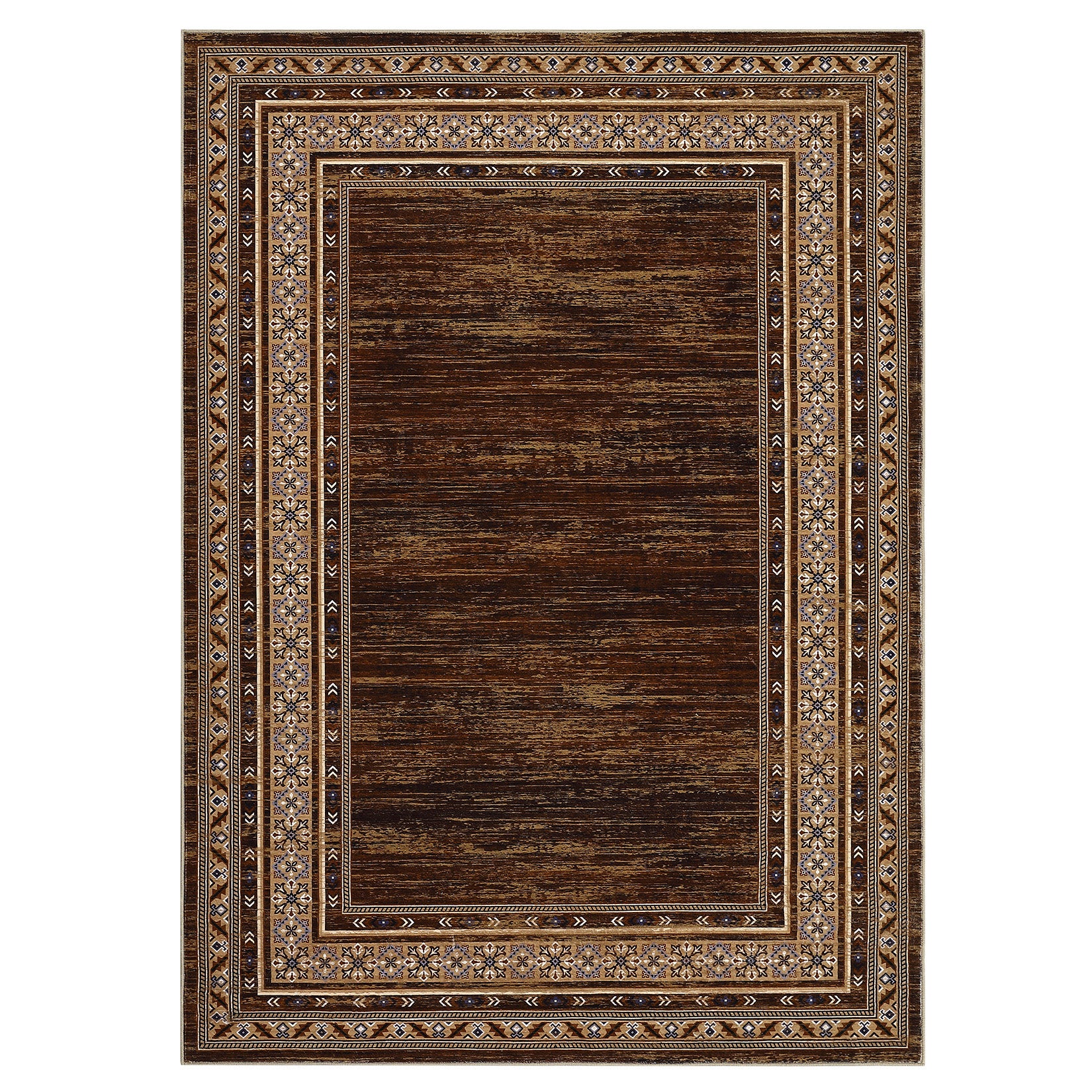 Garvee Bordered Red-Brown 8x10 Vintage Rug, Solid Low Pile Carpet, Non Slip Stain Resistant for Living Room, Bedroom, Dining Area