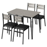 Garvee Dining Table Set for 4, Kitchen Table and Chairs for 4, 5 Piece Kitchen Dining Room Table Set, Space-Saving Wood Modern Rectangle Dinner Table Dinette Furniture for Home, Office, Grey - Grey