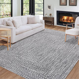 Garvee 9x12 Area Rug Print Braided Large Area Rug Machine Washable Rug for Living Room, Non-Slip Stain Resistant Accent Rug Farmhouse Solid Printed Weaving Floor Cover Carpet for Bedroom, Grey - Grey