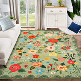 Garvee Vintage Floral Green 2x3 Area Rug for Living Room,Machine Washable Large Rugs, Non Slip Vintage Low Pile Soft Carpet for Bedroom /Dining Room /Farmhouse/Nursery/Apartment