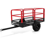 Garvee ATV Trailer Dump Cart, 1500 LBS 22 Cubic Feet Heavy Duty Steel Tow Behind Yard Wagon Garden Dump Cart for Tractor, ATV, UTV, Outdoor Lawn Mower - Red/Black