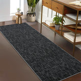 Garvee 2' x 6' Black Textured Runner Rug, Modern Washable Non-Slip Low-Pile Rug for Hallway, Entryway & Bedroom
