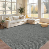 Garvee Washable Area Rug 9'x12' Rugs for Living Room, Soft Ultra Thin Dining Room Rugs Bedroom Rug, Boho Waffle Print Large Indoor Rugs Floor Carpet for Living Room Bedroom Nursery, Grey