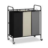 Garvee 3-Bag Laundry Sorter Cart with Lockable Wheels, 120L Large Laundry Basket Organizer for Clothes & Toys, Durable Non-Woven Fabric, Easy Mobility