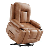 Garvee Power Lift Recliner Chair for Elderly - PU Leather Electric Massage Sofa with Heat - Remote Control, Wide Overstuffed Armrest, Side Pocket - Vintage Lounge Chair, 101 Black