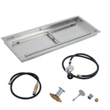 Garvee 36″×12″ In Drop In Fire Pit Burner Kit, Stainless Steel Fire Pit Kit with Burner, Hose Kit, Insert Rectangular Fire Pit Burner Pan for Natural Gas, Propane, Outdoor Fire Pit Pan Kit