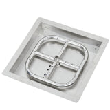 Garvee Stainless Steel Square Fire Pit Burner 12x12 Drop-In Rust-Resistant Propane & Natural Gas Indoor Outdoor Backyard Patio