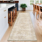 Garvee Washable Runner Rug 2x6 Hallway Rug Ultra Soft Modern Carpet, Diamond Pattern Area Rug with Non-Slip Rubber Backing, Non Shedding Low-Pile Floor Mat for Bedroom Laundry - Beige