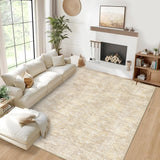Garvee Washable Area Rug 5x7 Living Room Rug Modern Diamond Pattern Throw Rug, Soft Non-Slip Low Pile Floor Carpet, Stain Resistant Non Shedding Rug for Home Office - Beige
