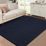 Garvee Washable Area Rug 5x7 Modern Solid Textured Area Rug for Living Room, Contemporary Weaving Accent Rug Non-Slip Stain Resistant Farmhouse Floor Cover Carpet for Bedroom Decor, Navy