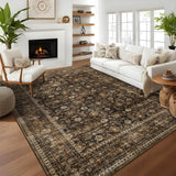 Garvee Area Rug 5x7 Washable Rug Non Slip Soft Rug Vintage Rug Living Room Rug Oriental Floral Print Carpet Traditional Distressed Throw Rugs Low Pile Indoor Floor Mat for Bedroom Office
