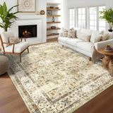 Garvee 9x12 Area Rugs for Living Room Large Boho Rugs for Bedroom Non Slip Soft Washable Rug Vintage Distressed Print Aesthetic Rug Oriental Retro Accent Carpet for Dining Room Office Dorm