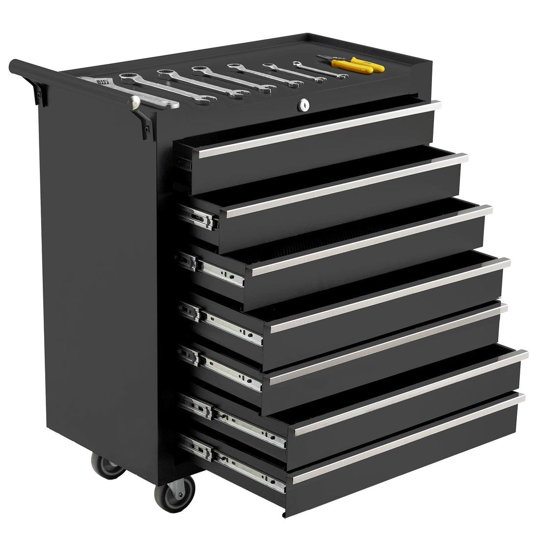 Garvee 7-Drawer Metal Rolling Tool Chest with Wheels,Heavy Duty Tool Storage Cabinet with Locking System,Toolbox with Wheels for Garage, Warehouse, Workshop, Repair Shop