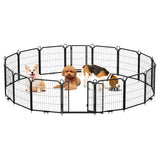 Garvee Heavy-Duty Metal Dog Playpen Exercise Pen with Lockable Door & Ground Stakes, Collapsible Indoor/Outdoor Pet Fence for Yard, RV Camping, Training - 16 Panels, 24 in