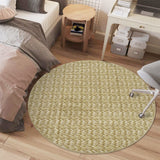 Garvee Modern Camel 4'-Round Area Rug Braided Print Circle Rug with Non-Slip Backing, Contemporary Indoor Carpet, Foldable Low Pile Floor Cover for Bedroom, Living Room