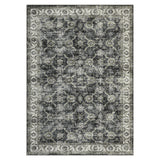 Garvee Vintage Oriental Washable Area Rug - Soft Low-Pile Flatweave Polyester, Non-Slip TPR Backing, Collapsible Lightweight, Pet & Child Friendly - 8x10 ft, Ash