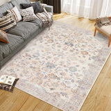 Garvee 8'x10' Area Rugs for Living Room Vintage Washable Non Slip Rugs for Dining Room Bedroom Indoor Rugs for Office Beige