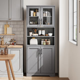 Garvee 66.9'' Tall Storage Cabinet, Freestanding Storage Cabinet Pantry with 4 Doors and Adjustable Shelves - Gray