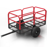 Garvee Heavy Duty 1700 lbs Iron Mesh ATV Dump Trailer - Utility Garden Cart with Removable Sides & Tailgate - Tow Behind Cargo Trailer for Lawn Tractor, UTV, Four Wheeler - Perfect for Yard & Farm Hauling - Specification: 1700 lb iron mesh - Red
