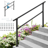 Garvee Aluminum Alloy Outdoor Hand Rails With Installation Kit For Concrete Porch Steps, 4-5 Steps, Black - Black-1 Pack