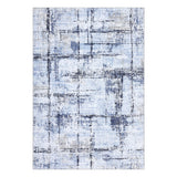 Garvee Machine Washable Abstract Area Rug - Soft Low-Pile, Non-Slip Non-Shedding Thin collapsible Carpet for Living Room Bedroom Office Kitchen, Modern Distressed, Blue, 6x9 ft (183x274cm)