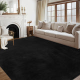 Garvee Fluffy Plush Shag 5x7 Area Rug | Washable Non-Slip Backing & Soft | Large Accent Rug for Living Room, Bedroom, Nursery Decor Black