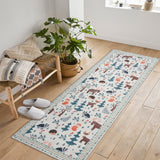 Garvee Washable Area Rug Large Cream Colorful Boho Vintage Bedroom Ultra-Thin Floral Carpet