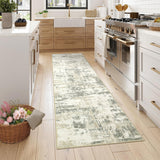 Garvee Modern Abstract Runner Rug 2 x 6 Washable Rug for Hallway, Non Slip Kitchen Rug, Low Pile Soft Entryway Carpet, Indoor Foldable Printed Rug for Kitchen Bedroom Laundry Room, Beige