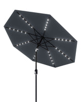 Garvee 10 ft Patio Umbrella with Solar Lights, 8 Ribs Outdoor Market Table Umbrella for Pool Deck Backyard, Grey - Grey
