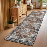 Garvee Hallway Runner Rug 2x6 Washable Vintage Floral Rug Ultra Soft Lightweight Accent Throw Rug Non Slip Foldable Medallion Carpet Runner for Bedroom Kitchen Laundry Room, Red