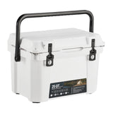 Garvee 25 Qt Portable Hard Cooler – Insulated Ice Chest with Heavy Duty Handle, 5-Day Ice Retention, Metal Cup Holder, Fish Ruler, Drain Plug, Durable Rotomolded Design for Camping, Beach, Picnic, BBQ, Fishing - White