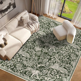 Garvee Tiger Washable Rugs 10x13 Large Modern Living Room Rug, Non Slip Botanical Floor Cover for Dining Room, Ultra Thin Stain Resistant Indoor Foldable Carpet for Bedroom Playroom, Green