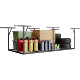 Garvee 4x8 Garage Overhead Storage Racks with Stable Triangle Support, Heavy-Duty Steel, Adjustable Height, 600 LBS Capacity, Black - Black