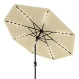 Garvee 10' Solar Patio Umbrella with 40 LED Lights, Outdoor Market Umbrella with Auto-Tilt Crank & Weather-Resistant Canopy, Beige - Beige