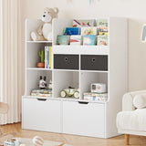 Garvee Hildren's Wooden Bookcase – 4-Drawer Storage Shelf for Books & Toys (47.8in Tall), Toddler Organizer for Bedroom & Playroom