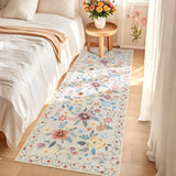 Garvee Floral Runner Rug 2x6 Washable Non Slip Ultra-Thin Indoor Kitchen Hallway Beige