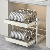 Garvee 2 Tier Pull Out Cabinet Organizer, Carbon Steel, Adjustable, Kitchen Bathroom Pantry, Space Saving, Black - White