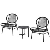 Garvee 3-Piece Acapulco Patio Bistro Set - 2 All-Weather Rope Chairs & Metal Side Table - Modern Outdoor Conversation Set for Balcony, Porch, Backyard - Color: Black