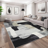 Garvee Modern Grey 5x7 Washable Bedroom Rugs, Abstract Large Area Rug for Living Room, Ultra Thin Non Slip Floor Carpet for Dining Room, Low Pile Indoor Contemporary Rugs for Home Office