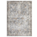 Garvee 9X12 ft Blue 100% Polyester Persian Area Rug, Washable Low Pile Vintage Floral Carpet, Non Slip Foldable Soft Floor Cover, 1160 gsm Distressed Oriental Print for Living Room Bedroom Dining Room, Indoor Home Decor - Blue